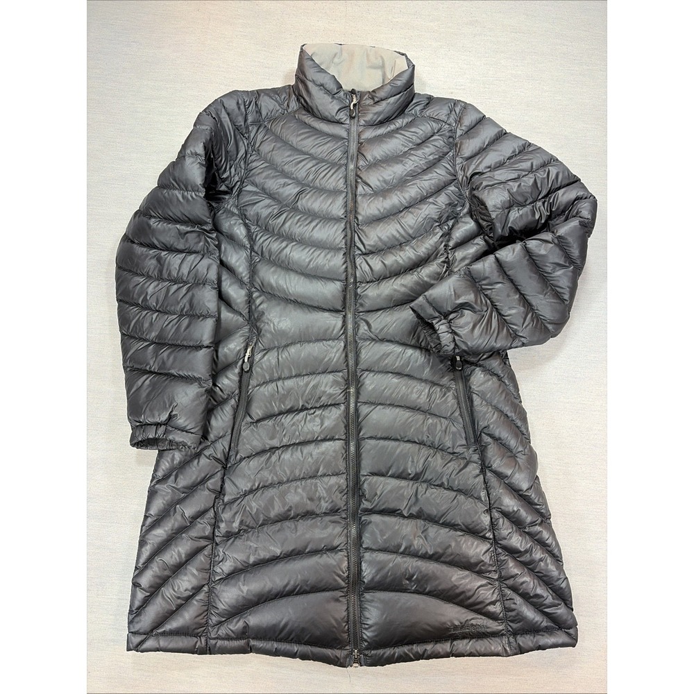 LL Bean 850 Down Downtek Coat Womens Medium Black Long Jacket Puffer Quilted